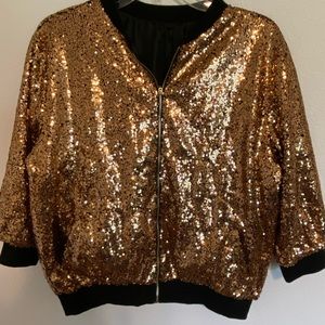 Womens Motojacket Gold Sequined size XL